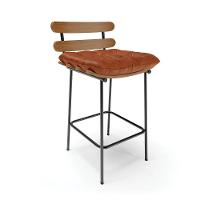 Banqueta Costela Corano Base Metálica Preto Cor Nozes - 1