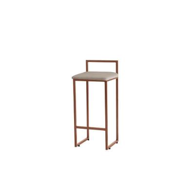 Banqueta Alta Decorativa Pietra Em Suede Com Armação Dourada