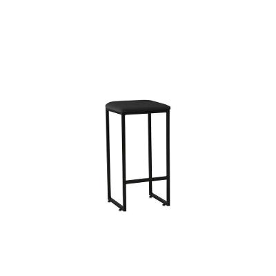 Banqueta Alta Decorativa Donna Em Suede Armação Preto