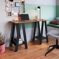 Escrivaninha Mesa Escritorio Cavalete 2 Prateleiras Mell Preto B61 Novam Mell Preto - 2