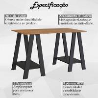 Escrivaninha Mesa Escritorio Cavalete 2 Prateleiras Mell Preto B61 Novam Mell Preto - 6