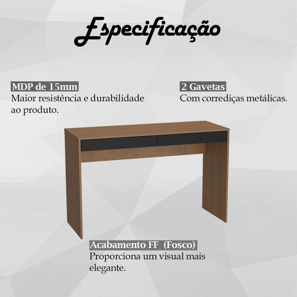 Escrivaninha Madri Para Computador 2 Gavetas B35 Mell Preto Novam Mell Preto - 6