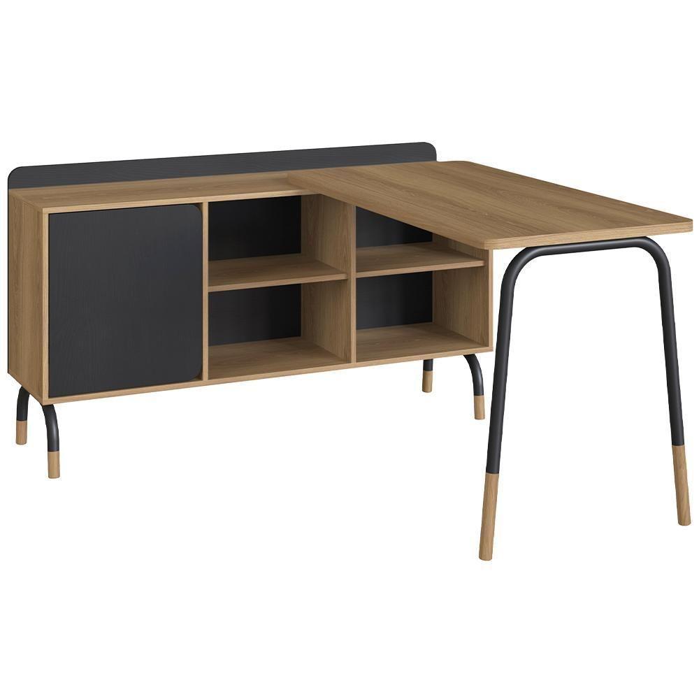 Mesa Escrivaninha Em L 28004 Hanover Nero Artesano Hanover Nero - 1