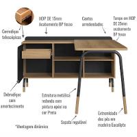 Mesa Escrivaninha Em L 28004 Hanover Nero Artesano Hanover Nero - 7