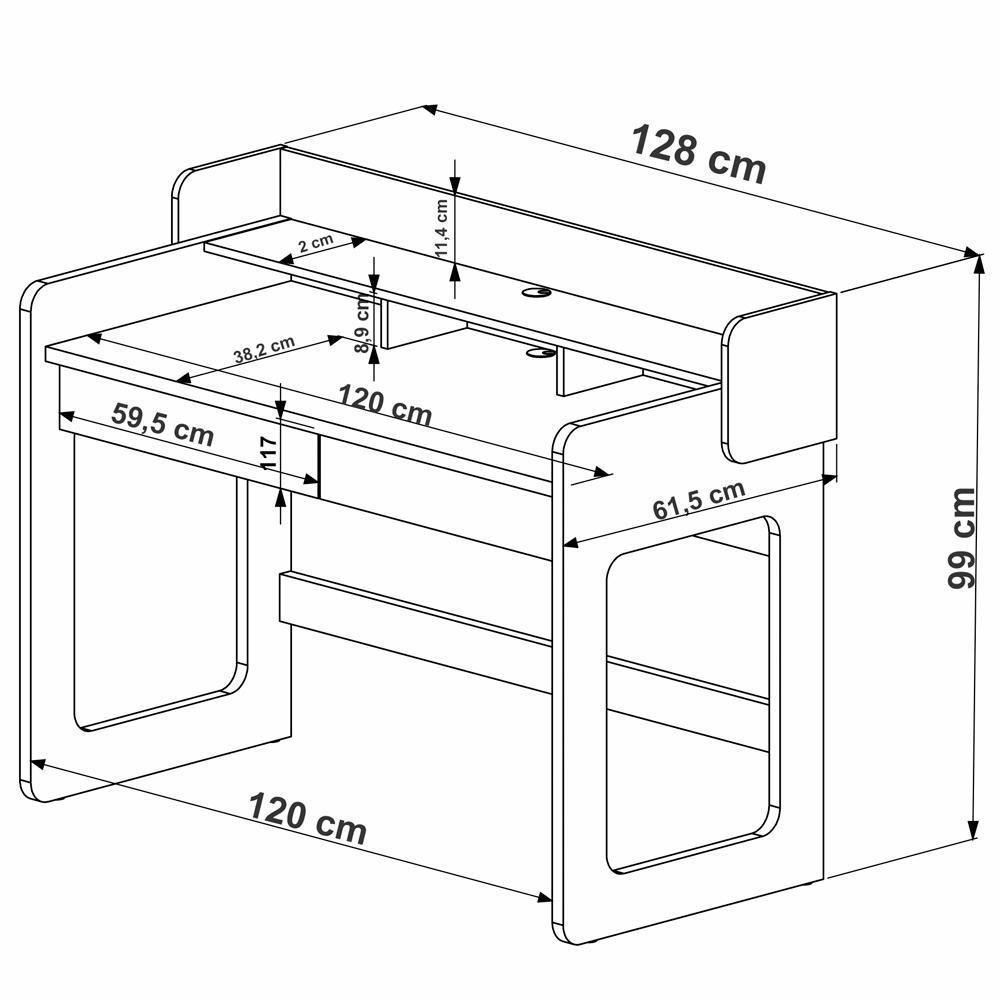 Escrivaninha 2 Gavetas 128 Cm 28000 Hanover Branco Artesano Hanover Branco - 8