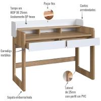 Escrivaninha 2 Gavetas 128 Cm 28000 Hanover Branco Artesano Hanover Branco - 7