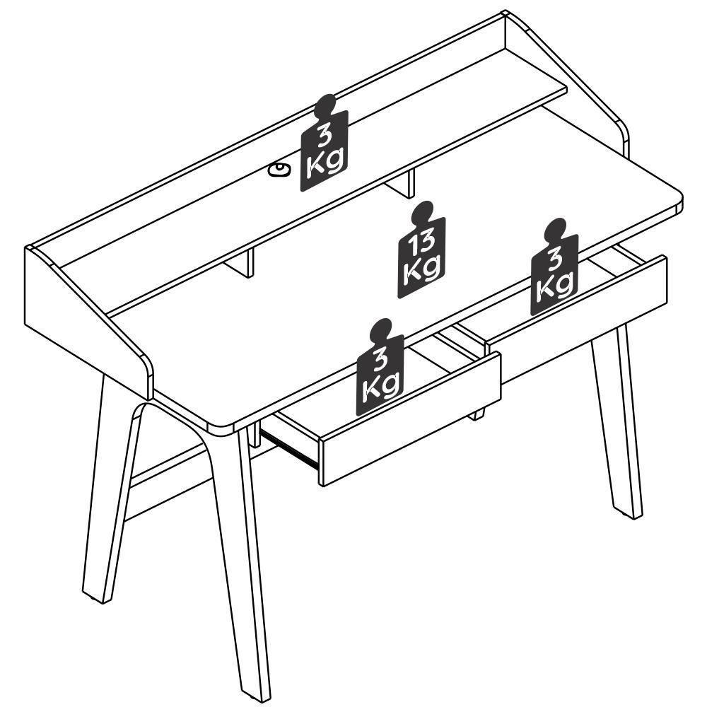 Escrivaninha 2 Gavetas 139 Cm 27999 Hanover Branco Artesano Hanover Branco - 8