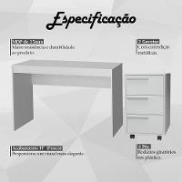 Mesa E Gaveteiro 3 Gavetas Para Escritorio Gamer B29 Branco Novam Branco - 7
