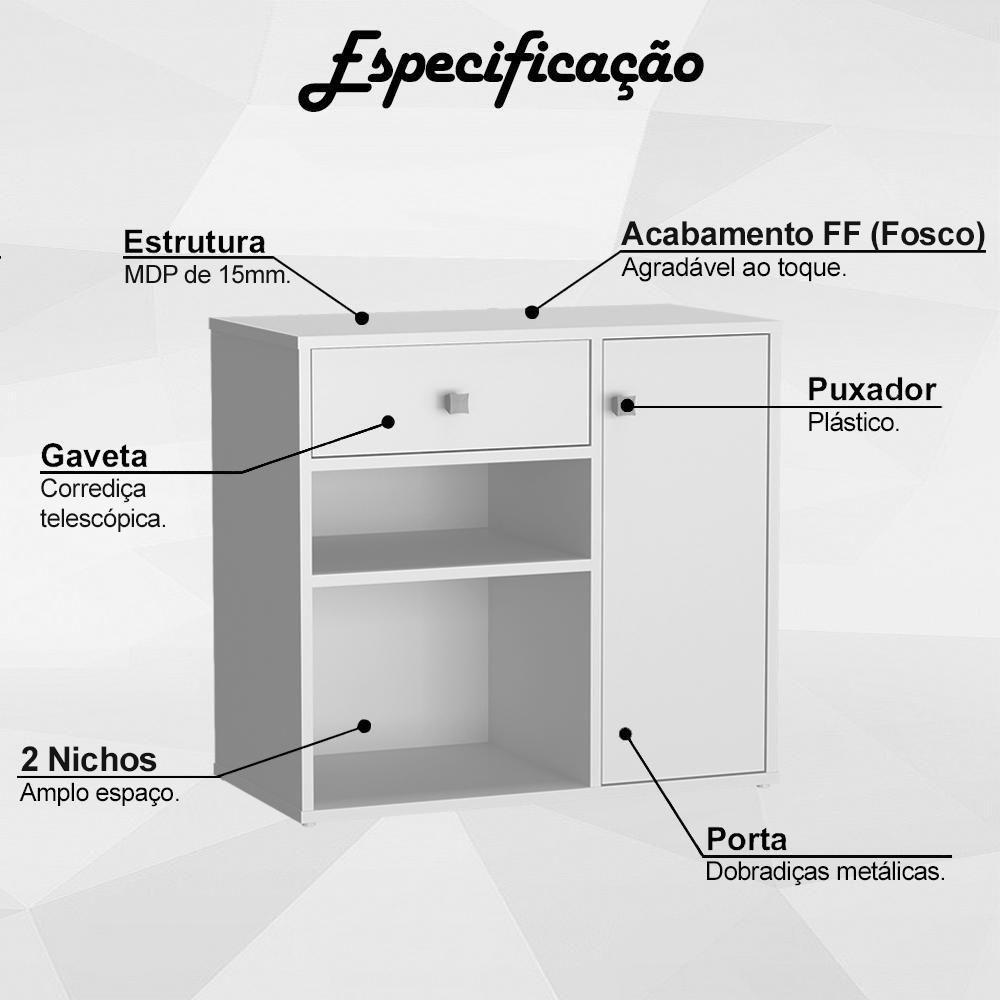 Armario Multiuso 1 Porta E 1 Gaveta B39 Branco Novam Branco - 5