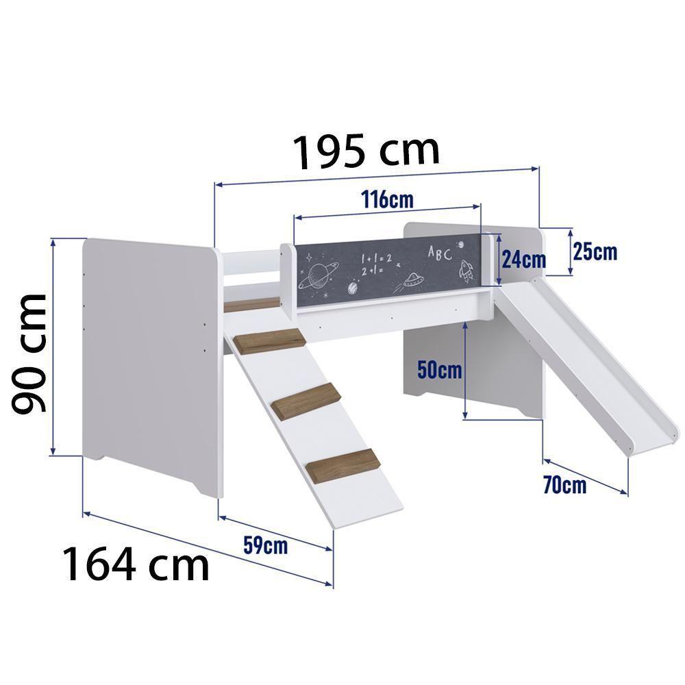 Cama Playground Com Escorregador E Rampa By710 Branco Comm Branco - 6