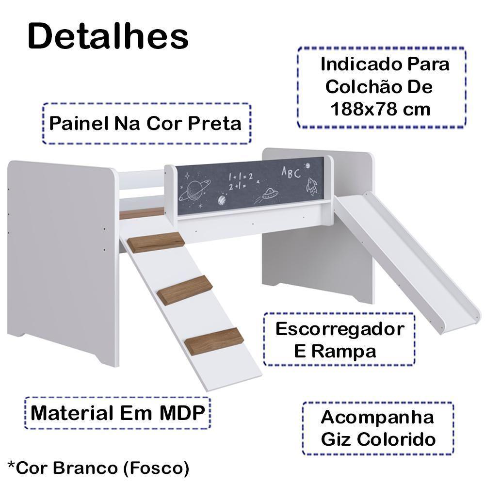 Cama Playground Com Escorregador E Rampa By710 Branco Comm Branco - 7