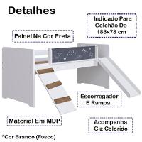 Cama Playground Com Escorregador E Rampa By710 Branco Comm Branco - 7