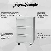 Gaveteiro Para Escritorio Gamer 3 Gavetas E 4 Rodizios Branco B26 Novam Branco - 8