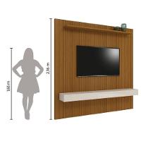 Painel Para Tv Até 75 Polegadas Ripado Impressão 3D Egeo Com Prateleira 2,25M Cedro Edn Cedro - 2