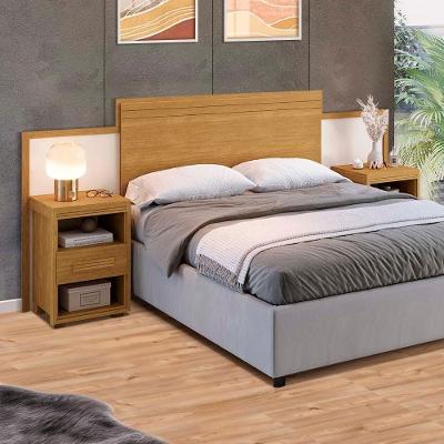 Cabeceira Regulável Para Casal E Queen Size Com 02 Mesinha Para Cabeceira Cinamomo Off White Flex