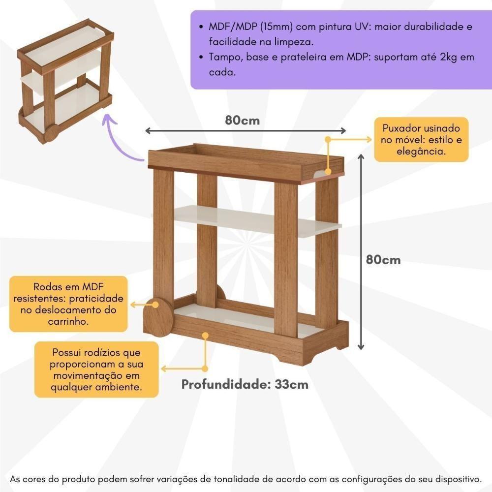 Carrinho Bar Multimóveis Cr50078 Cinamomo/off White Cinamomo/off White - 6