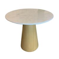 Mesa Cone 100cm Base Madeira Natural Freijó e Tampo Branco - 1
