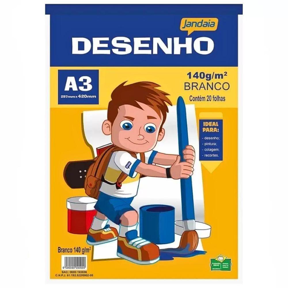 Bloco De Papel Desenho 140g-m 20 Folhas Jandaia A3 (297 X 420mm) - 1