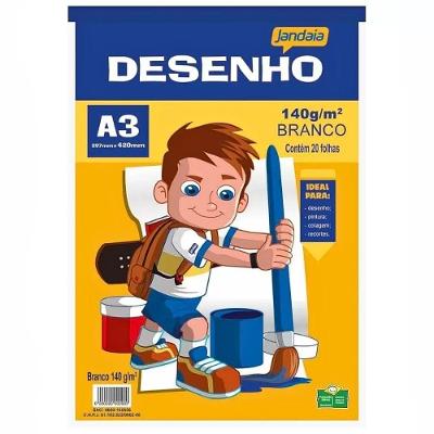 Bloco De Papel Desenho 140g-m 20 Folhas Jandaia A3 (297 X 420mm)