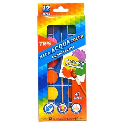 Aquarela 12 Cores  Acqua Color + 1 Pincel Tris