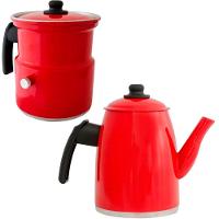 Kit Leiteira E Bule Gulê Em Alumínio 2 Peças Vermelho - 1