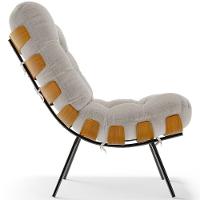 Kit 2 Poltronas Decorativas Sala De Estar Costela L02 Bouclê Creme - Lyam Decor - 2