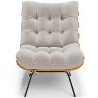 Kit 2 Poltronas Decorativas Sala De Estar Costela L02 Bouclê Creme - Lyam Decor - 5