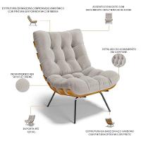 Kit 2 Poltronas Decorativas Sala De Estar Costela L02 Bouclê Creme - Lyam Decor - 7