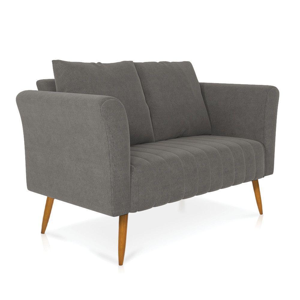 Kit 01 Namoradeira 02 Lugares E 02 Poltronas Marilia Linho Pés Palito Castanho - D'rossi Cor A26 Grafite - 7