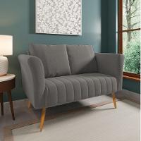 Kit 01 Namoradeira 02 Lugares E 02 Poltronas Marilia Linho Pés Palito Castanho - D'rossi Cor A26 Grafite - 9