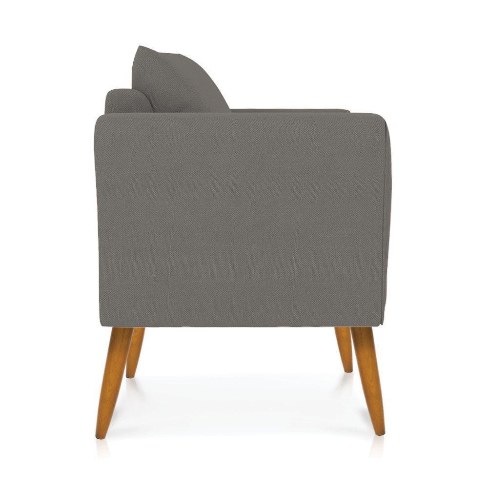 Kit 02 Poltronas Marilia Linho Grafite A26 Pés Palito Castanho - D'rossi - 4