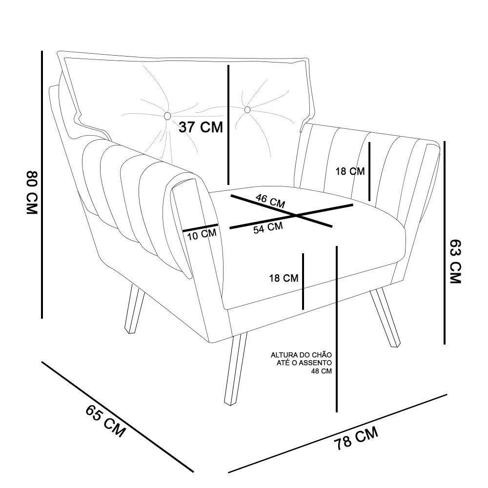 Kit 01 Namoradeira 02 Lugares E 02 Poltronas Anitta Linho Pés Palito Castanho Cor A26 Grafite - 3