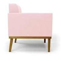 Conjunto 2 Poltronas E 1 Namoradeira Decorativa Pés Fixo Em Madeira Castanho Suede Rosa Bebê - 5