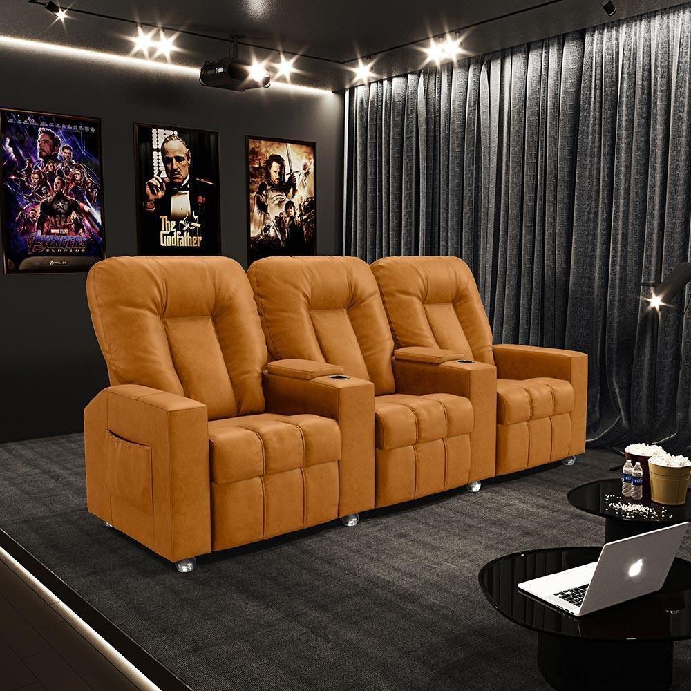 Poltrona Do Papai Reclinável Manual 3 Lugares Sala De Cinema Romeo F05 Facto Whisky - 3