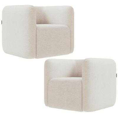 Kit 2 Poltronas Decorativas Sala De Estar Fixa Peônia K01 Creme Lyam Decor