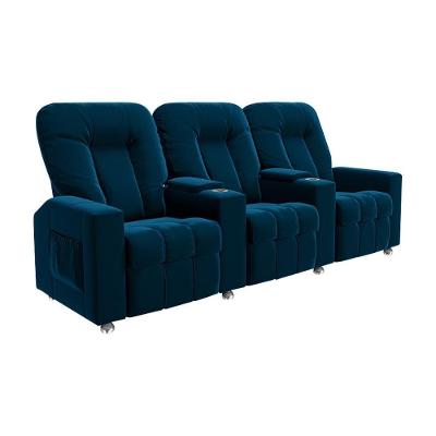 Poltrona Reclinável 3 Lugares Romeo F05 Azul Lyam Decor