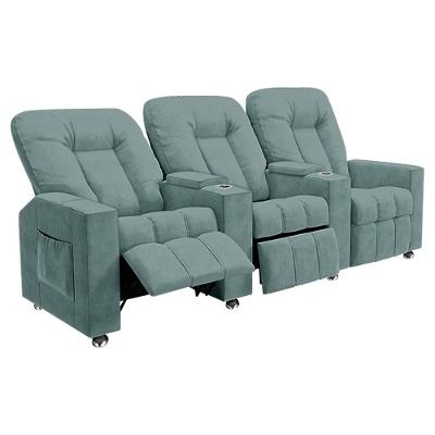 Poltrona Reclinável 3 Lugares Romeo F05 Veludo Azul Lyam Decor