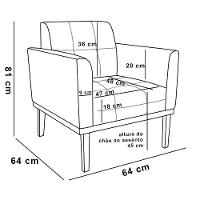 Kit 2 Poltronas Decorativas Pés Fixo Em Madeira Preto Suede Nude - 8