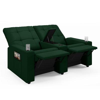 Poltrona Do Papai Reclinável 2 Lugares Haifa F05 Baú Usb Verde Lyam Decor