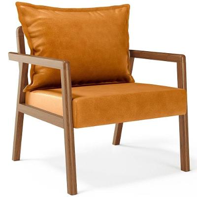 Poltrona Decorativa Alícia B04 Sala De Estar Couro Sintético Marrom Lyam Decor