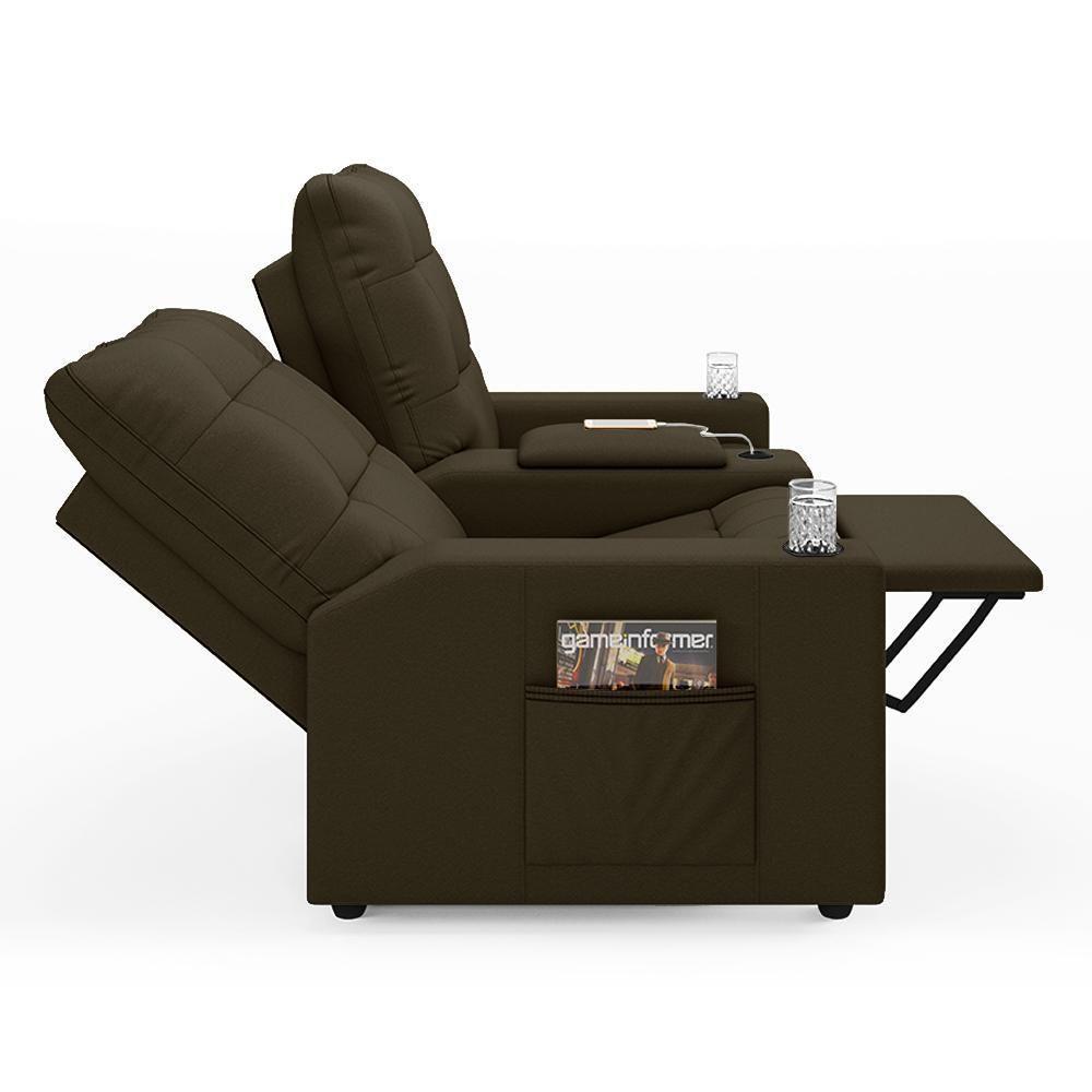 Poltrona Do Papai Reclinável Cinema 2 Lugares Manual Baú Usb Haifa F05 Veludo Capuccino - Lyam Decor - 4