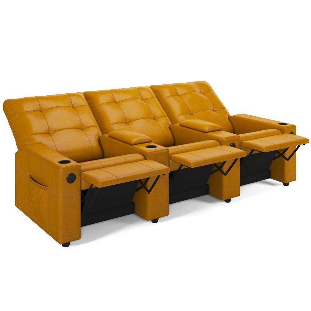 Poltrona Do Papai Reclinável Cinema 3 Lugares Manual Baú Usb Haifa F05 Facto Whisky - Lyam Decor - 1