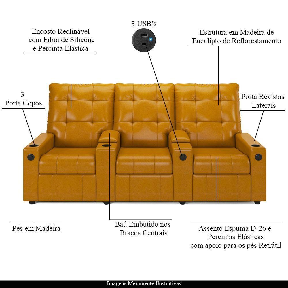 Poltrona Do Papai Reclinável Cinema 3 Lugares Manual Baú Usb Haifa F05 Facto Whisky - Lyam Decor - 7
