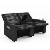 Poltrona Do Papai Reclinável Cinema 2 Lugares Manual Baú Usb Haifa F05 Facto Preto B - Lyam Decor - 1