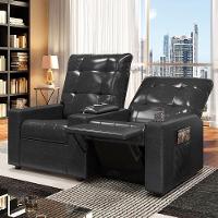 Poltrona Do Papai Reclinável Cinema 2 Lugares Manual Baú Usb Haifa F05 Facto Preto B - Lyam Decor - 6