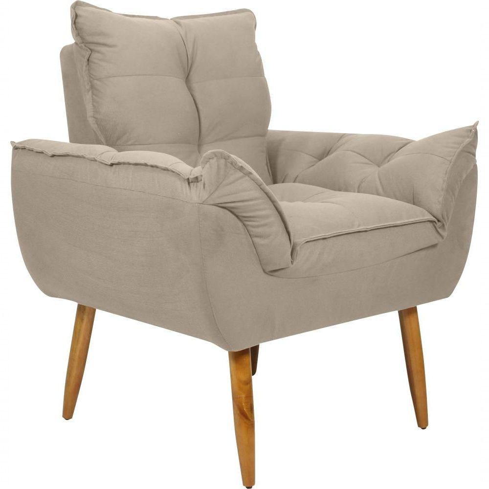 Poltrona Decorativa Tóquio 1 Lugar Suede Bege Matrix - 1