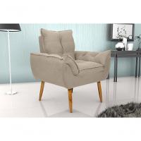 Poltrona Decorativa Tóquio 1 Lugar Suede Bege Matrix - 3