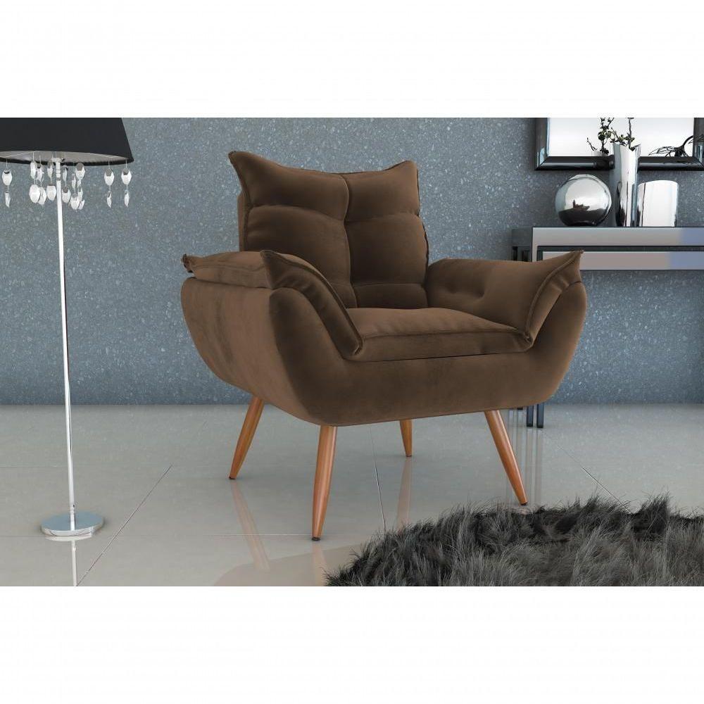 Poltrona Decorativa Tóquio 1 Lugar Veludo Marrom Matrix - 3