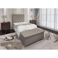 Kit Cabeceira Calçadeira Baú Solteiro 90cm Suede Bege - 3