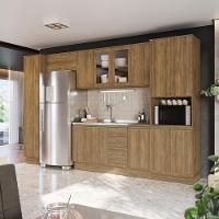 Cozinha Modulada Celeste Kappesberg 100% Mdf Nogueira/vidro 360cm - 1